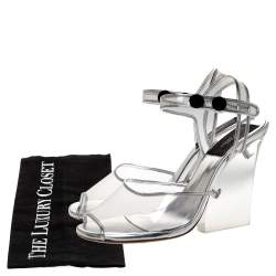 Marc Jacobs Silver PVC and Leather Plexiglass Heel Sandals Size 35