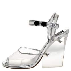 Marc Jacobs Silver PVC and Leather Plexiglass Heel Sandals Size 35