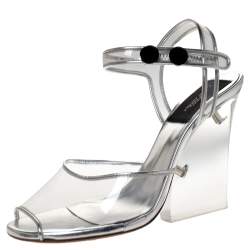 Marc Jacobs Silver PVC and Leather Plexiglass Heel Sandals Size 35