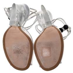 Marc Jacobs Silver PVC and Leather Plexiglass Heel Sandals Size 35
