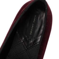 Pre Owned Marc Jacobs Burgundy Velvet Embroidered Smoking Slippers Size 36