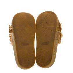 Marc Jacobs Gold Glitter Jelly Daisy Aqua Flower Flat Slides Size 39