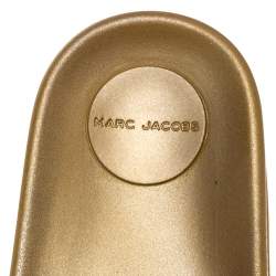 Marc Jacobs Gold Glitter Jelly Daisy Aqua Flower Flat Slides Size 39