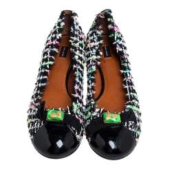 Marc Jacobs Multicolor Tweed And Patent Leather Crystal Embellished Ballet Flats Size 41
