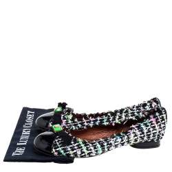 Marc Jacobs Multicolor Tweed And Patent Leather Crystal Embellished Ballet Flats Size 41