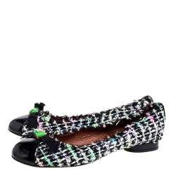 Marc Jacobs Multicolor Tweed And Patent Leather Crystal Embellished Ballet Flats Size 41