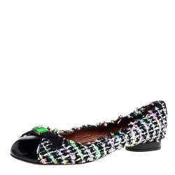 Marc Jacobs Multicolor Tweed And Patent Leather Crystal Embellished Ballet Flats Size 41