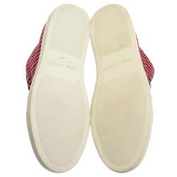 Pre Owned Marc Jacobs Pink/Black Canvas and Leather Striped Lace High Top Sneakers Size 41