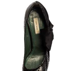 Marc Jacobs Black Python Leather Side Bow Pointed Toe Pumps Size 39.5
