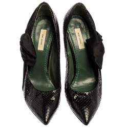 Marc Jacobs Black Python Leather Side Bow Pointed Toe Pumps Size 39.5