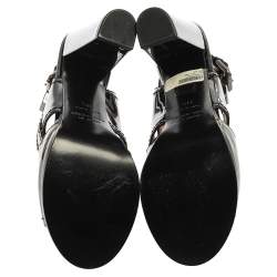 Marc Jacobs Green/Black Croc Embossed Patent Leather Slingback Sandals Size 39.5