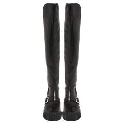 Marc Jacobs Black Leather and Neoprene Knee Length Boots Size 37