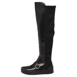 Marc Jacobs Black Leather and Neoprene Knee Length Boots Size 37