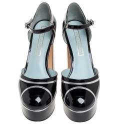 Pre Owned Marc Jacobs Black Patent Leather Edie Mary Jane Platform Pumps Size 39.5 