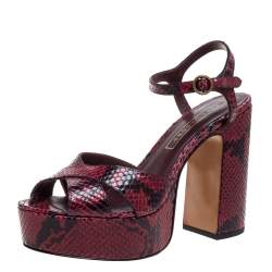 Marc Jacobs Red/Black Python Effect Leather Debbie Platform Sandals Size 40