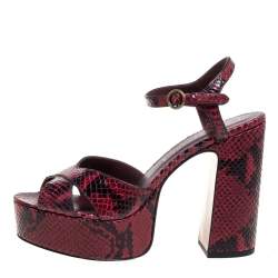 Marc Jacobs Red/Black Python Effect Leather Debbie Platform Sandals Size 40