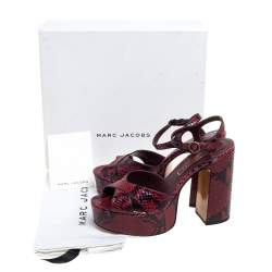 Marc Jacobs Red/Black Python Effect Leather Debbie Platform Sandals Size 40