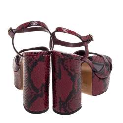 Marc Jacobs Red/Black Python Effect Leather Debbie Platform Sandals Size 40