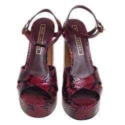 Marc Jacobs Red/Black Python Effect Leather Debbie Platform Sandals Size 40