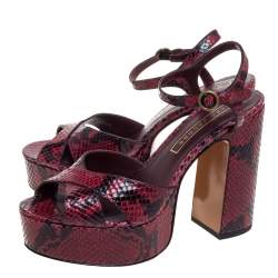 Marc Jacobs Red/Black Python Effect Leather Debbie Platform Sandals Size 40