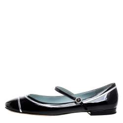 Pre Owned Marc Jacobs Black Patent Leather Mary Jane Ballet Flats Size 40
