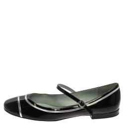 Pre Owned Marc Jacobs Black Patent Leather Poppy Mary Jane Ballet Flat Size 39.5