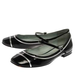 Pre Owned Marc Jacobs Black Patent Leather Poppy Mary Jane Ballet Flat Size 39.5