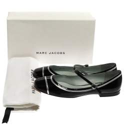 Pre Owned Marc Jacobs Black Patent Leather Poppy Mary Jane Ballet Flat Size 39.5