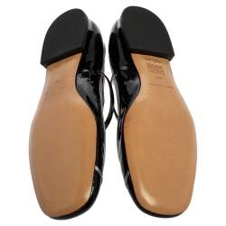 Pre Owned Marc Jacobs Black/ Silver Patent Leather Poppy Mary Jane Ballerina Flat Size 39.5