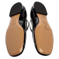 Marc Jacobs Black/ Silver Patent Leather Poppy Mary Jane Ballerina Flat Size 40