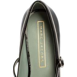Marc Jacobs Black/ Silver Patent Leather Poppy Mary Jane Ballerina Flat Size 40