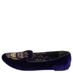 Pre Owned Marc Jacobs Blue Velvet Smoking Loafers Size 38