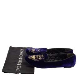 Pre Owned Marc Jacobs Blue Velvet Smoking Loafers Size 38