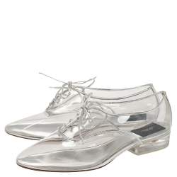 Marc Jacobs Silver PVC and Leather Transparent Clear Heel Oxfords Size 41
