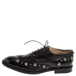 Pre Owned Marc Jacobs Black Leather Studded Oxfords Size 41