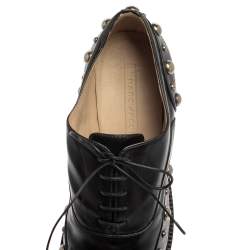 Pre Owned Marc Jacobs Black Leather Studded Oxfords Size 41