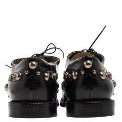 Pre Owned Marc Jacobs Black Leather Studded Oxfords Size 41