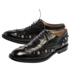 Pre Owned Marc Jacobs Black Leather Studded Oxfords Size 41