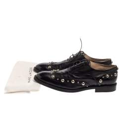Pre Owned Marc Jacobs Black Leather Studded Oxfords Size 41