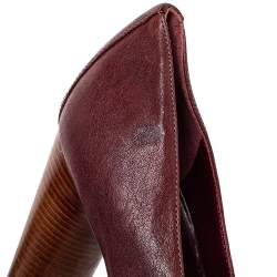 Pre Owned Marc By Marc Jacobs Burgundy Leather Bow  Wooden Heel Pumps Sze 38