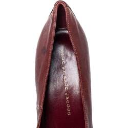 Pre Owned Marc By Marc Jacobs Burgundy Leather Bow  Wooden Heel Pumps Sze 38