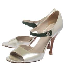 Pre Owned Marc Jacobs Pearl White Patent Leather Peep Toe Sandals Size 40