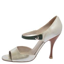 Pre Owned Marc Jacobs Pearl White Patent Leather Peep Toe Sandals Size 40