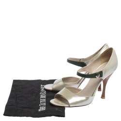 Pre Owned Marc Jacobs Pearl White Patent Leather Peep Toe Sandals Size 40