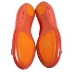 Marc Jacobs Orange Patent Leather Embellished Bow Ballet Flats Size 37.5