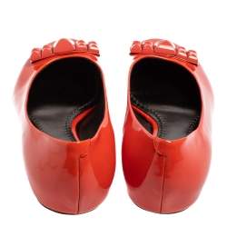 Marc Jacobs Orange Patent Leather Embellished Bow Ballet Flats Size 37.5