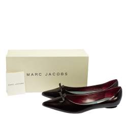 Marc Jacobs Dark Burgundy Leather Bow Pointed Toe Ballet Flats Size 38.5