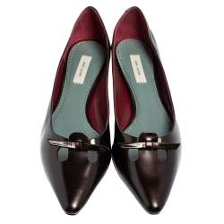 Marc Jacobs Dark Burgundy Leather Bow Pointed Toe Ballet Flats Size 38.5