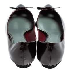 Marc Jacobs Dark Burgundy Leather Bow Pointed Toe Ballet Flats Size 38.5