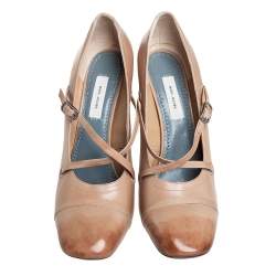 Pre Owned Marc Jacobs Beige Leather Mary Jane Pumps Size 39